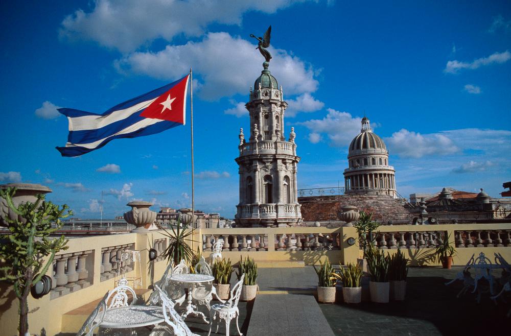 Cuban Flag over capital