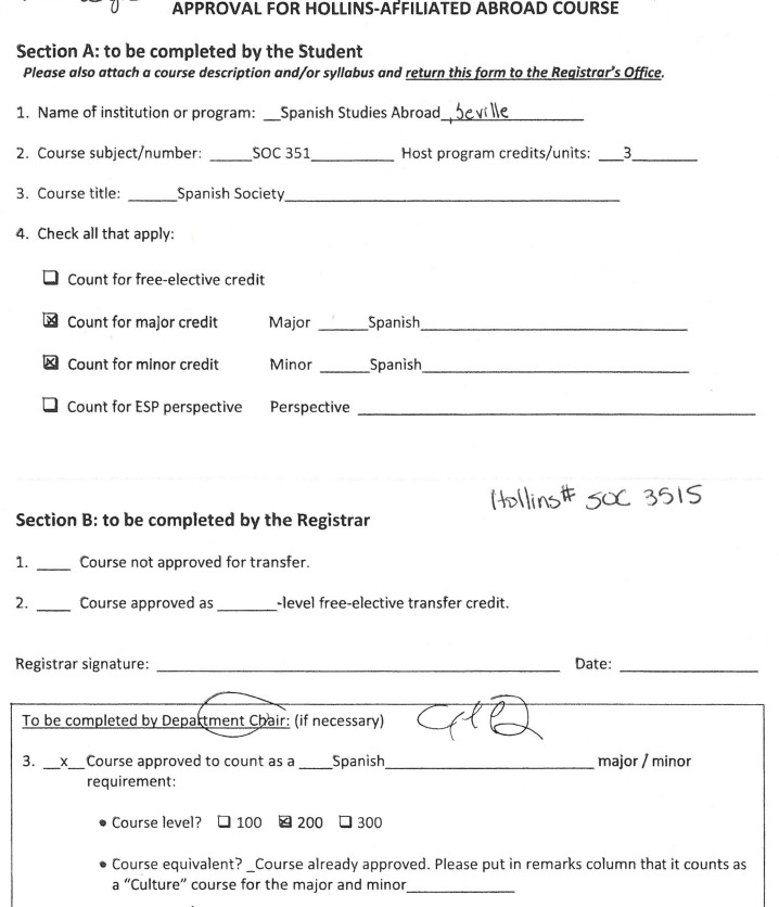 SA Course Approval Form